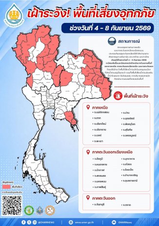 สทนช-ประกาศเฝ้าระวัง-“น้ำหลาก-น้ำท่วมขัง”-เตือนจังหวัดเสี่ยงช่วง-4-8-กย.